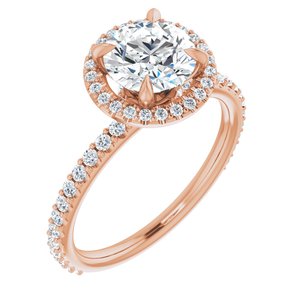 14K Rose 7 mm Round Forever One™ Moissanite & 3/8 CTW Diamond Engagement Ring